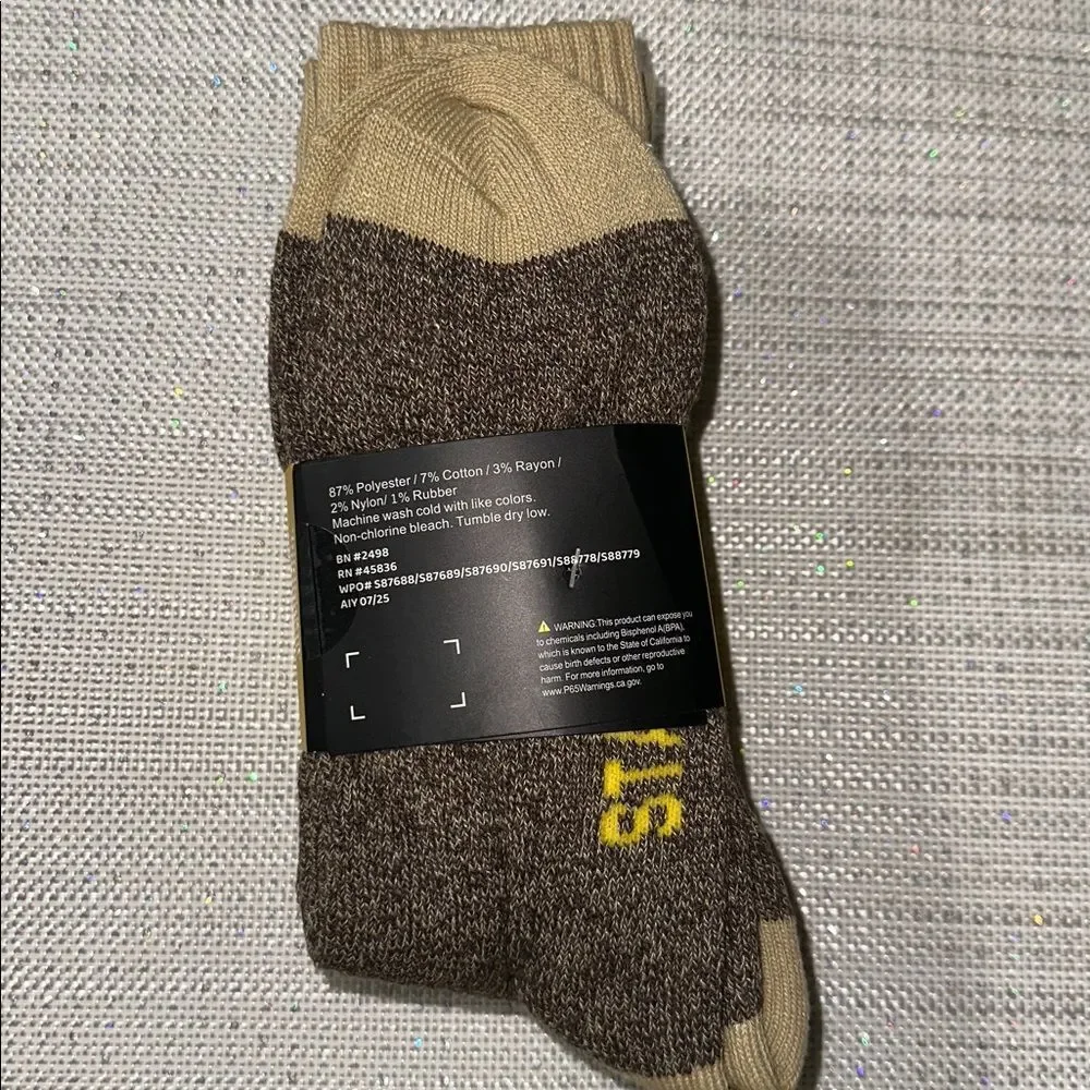 STANLEY Heather Tan Brown Cushioned Soft Cotton Blend Work Boot Socks 4 pk